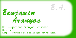 benjamin aranyos business card