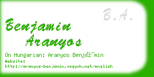 benjamin aranyos business card